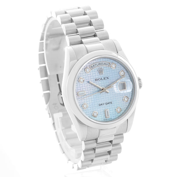 Rolex Day-Date Platinum Mother of Pearl Dial Watch 118206