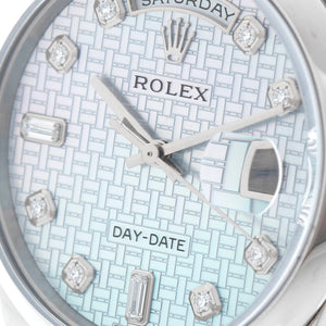 Rolex Day-Date Platinum Mother of Pearl Dial Watch 118206