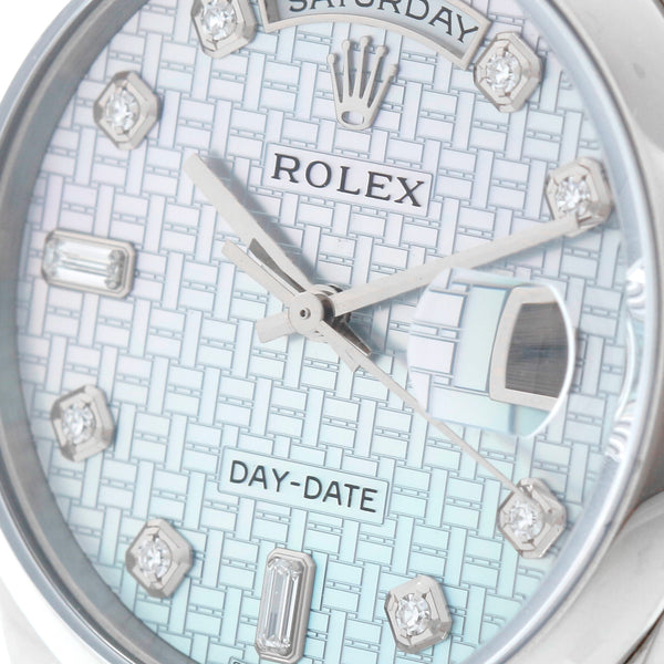 Rolex Day-Date Platinum Mother of Pearl Dial Watch 118206