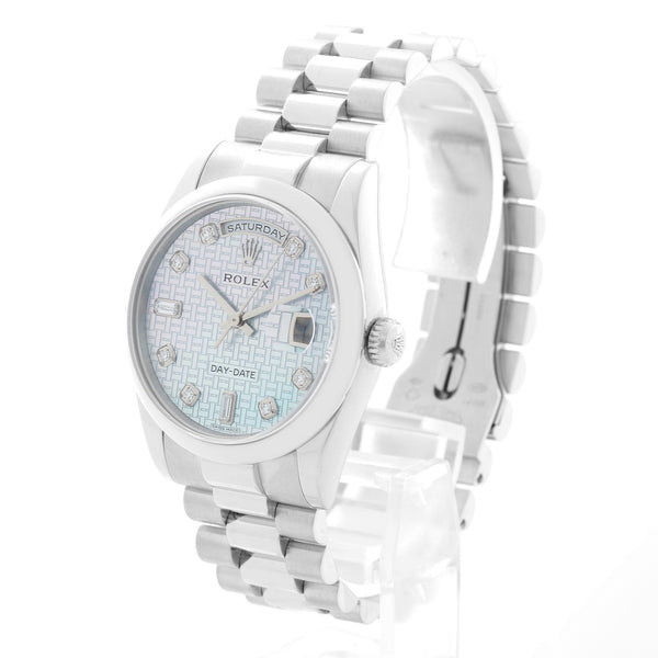 Rolex Day-Date Platinum Mother of Pearl Dial Watch 118206
