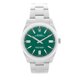 Rolex Oyster Perpetual Stainless Steel Green Dial Watch 124300