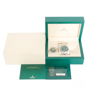 Rolex Oyster Perpetual Stainless Steel Green Dial Watch 124300
