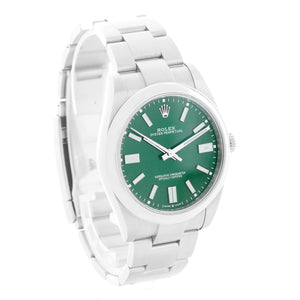 Rolex Oyster Perpetual Stainless Steel Green Dial Watch 124300