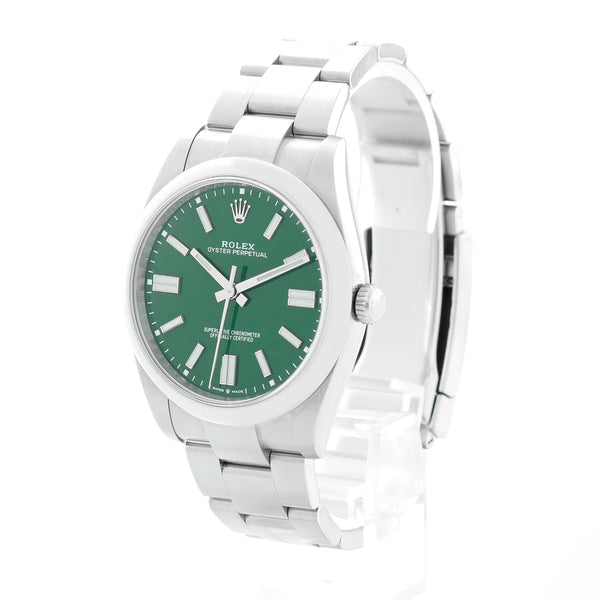 Rolex Oyster Perpetual Stainless Steel Green Dial Watch 124300