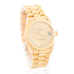 Rolex Datejust 31 Midsize Yellow Gold Diamond Dial Watch 78278