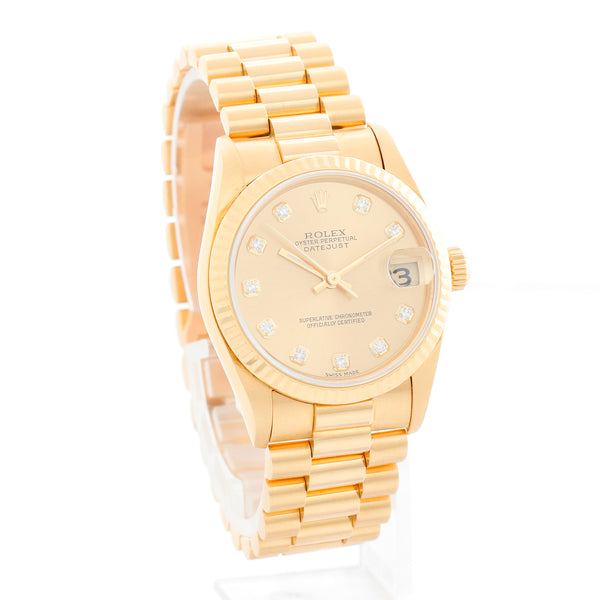 Rolex Datejust 31 Midsize Yellow Gold Diamond Dial Watch 78278