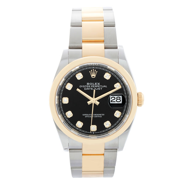 Rolex Datejust 2-Tone Black Diamond Dial Watch 126203