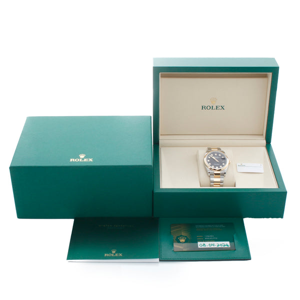Rolex Datejust 2-Tone Black Diamond Dial Watch 126203
