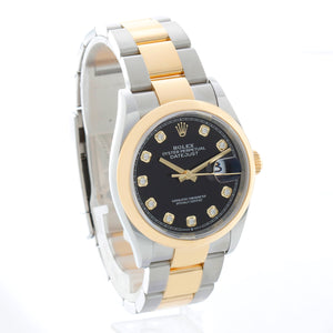 Rolex Datejust 2-Tone Black Diamond Dial Watch 126203