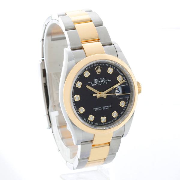 Rolex Datejust 2-Tone Black Diamond Dial Watch 126203