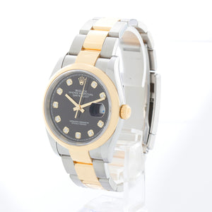 Rolex Datejust 2-Tone Black Diamond Dial Watch 126203