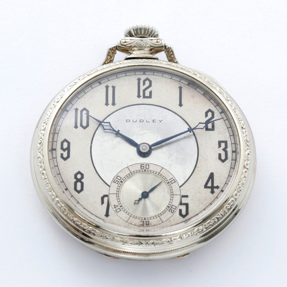 Dudley Masonic Model 2 White Gold Filled Silver Dial Pocket Watch