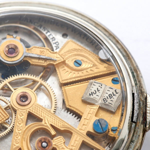 Dudley Masonic Model 2 White Gold Filled Silver Dial Pocket Watch