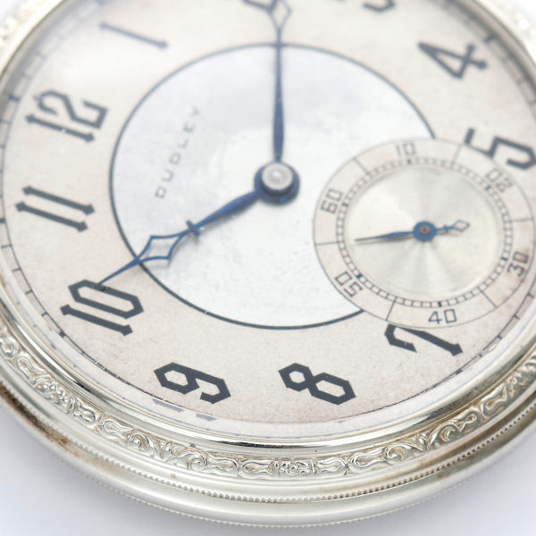 Dudley Masonic Model 2 White Gold Filled Silver Dial Pocket Watch