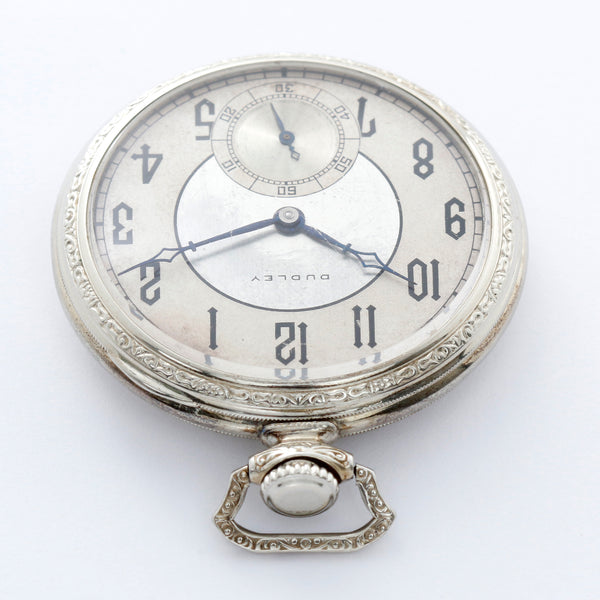 Dudley Masonic Model 2 White Gold Filled Silver Dial Pocket Watch