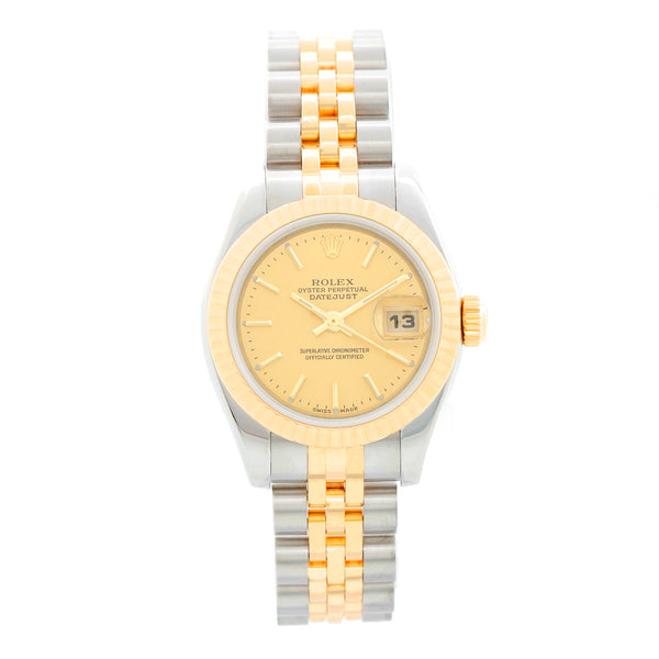 Rolex Datejust 2-Tone Champagne Stick Dial Watch 179173
