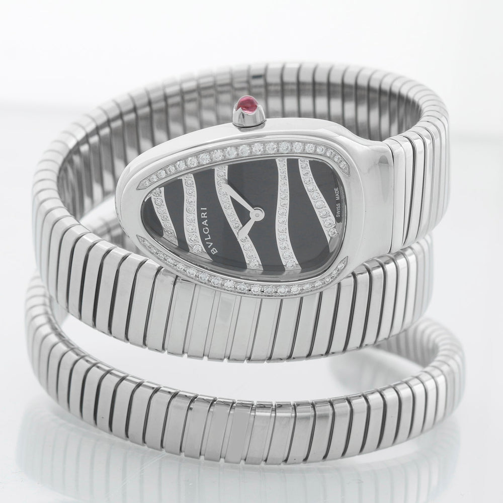 Bulgari Serpenti Serpent Diamond & Stainless Steel Ladies Watch SP35BDSDS 102441