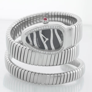 Bulgari Serpenti Serpent Diamond & Stainless Steel Ladies Watch SP35BDSDS 102441