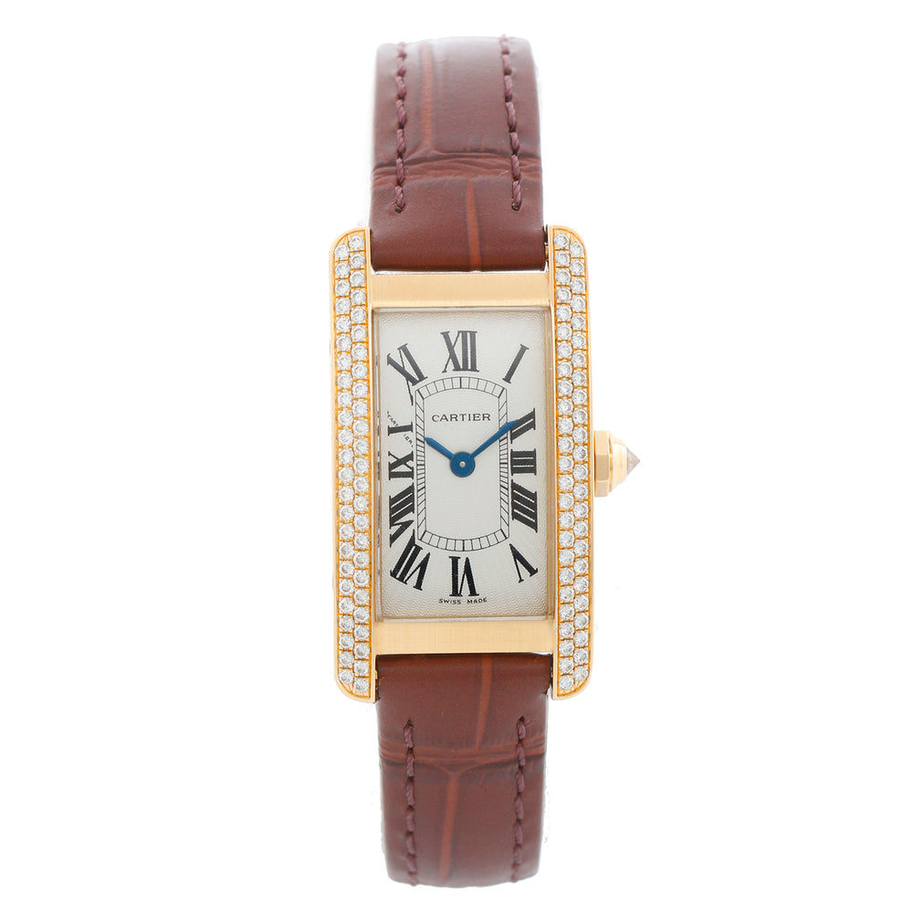 Cartier Ladies Diamond Tank Americaine 18k Yellow Gold Watch WB701231