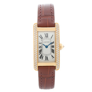 Cartier Ladies Diamond Tank Americaine 18k Yellow Gold Watch WB701231