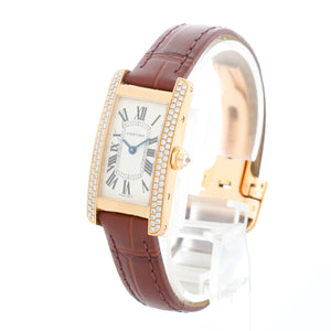 Cartier Ladies Diamond Tank Americaine 18k Yellow Gold Watch WB701231