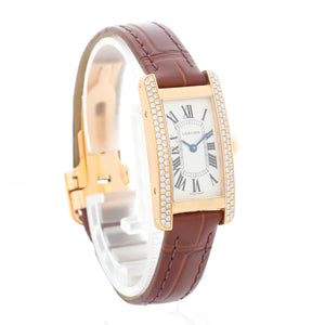 Cartier Ladies Diamond Tank Americaine 18k Yellow Gold Watch WB701231