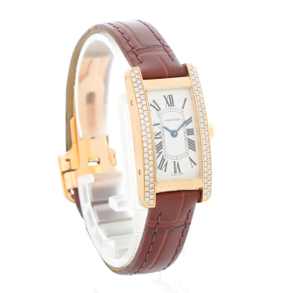 Cartier Ladies Diamond Tank Americaine 18k Yellow Gold Watch WB701231