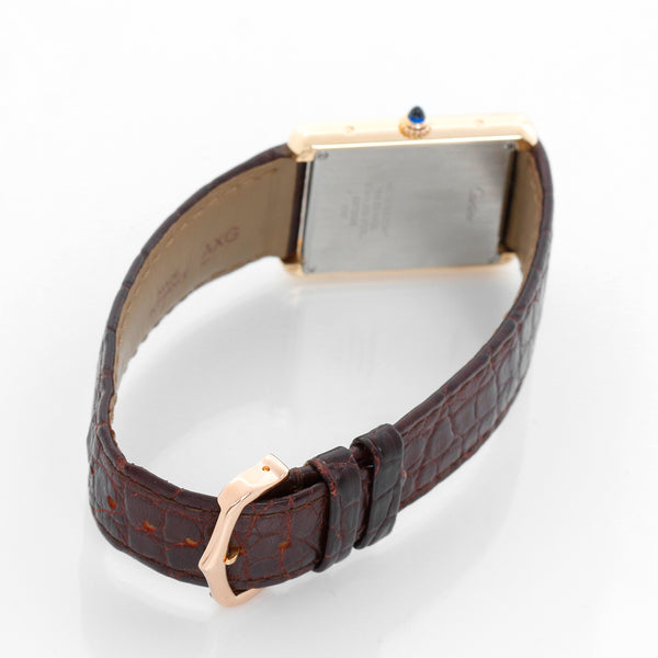 Mens Cartier Tank Solo Stainless Steel & Yellow Gold Brown Strap Watch 3167 W5200004