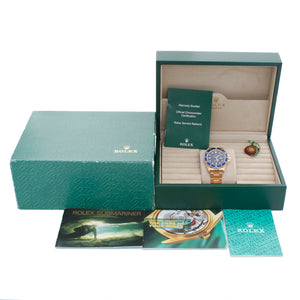 Rolex Submariner 18K Gold Blue Dial Watch 16618