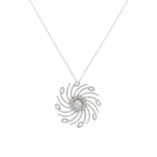 Gabriel & Co. 14K White Gold Diamond Swirl Pendant Necklace | 0.70 ctw | Lusso Collection