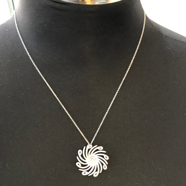 Gabriel & Co. 14K White Gold Diamond Swirl Pendant Necklace | 0.70 ctw | Lusso Collection