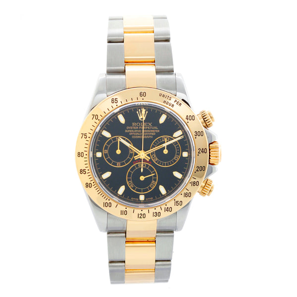 Rolex Cosmograph Daytona 2-Tone Black Dial Watch 116523 Complete