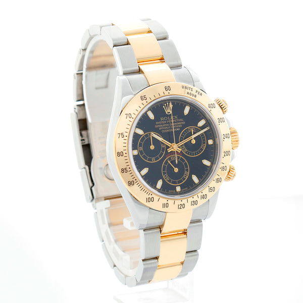 Rolex Cosmograph Daytona 2-Tone Black Dial Watch 116523 Complete