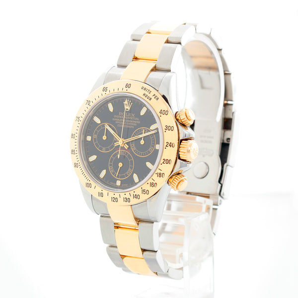 Rolex Cosmograph Daytona 2-Tone Black Dial Watch 116523 Complete