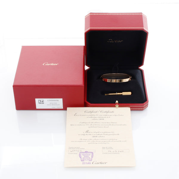 Cartier Love Bracelet 18k Yellow Gold Size 17 with Screwdriver