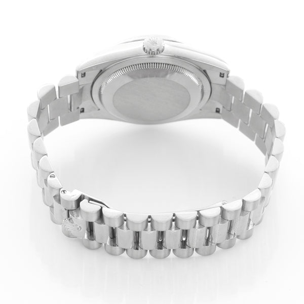 Rolex Day-Date President 18K White Gold Silver Diamond Dial Watch 118239