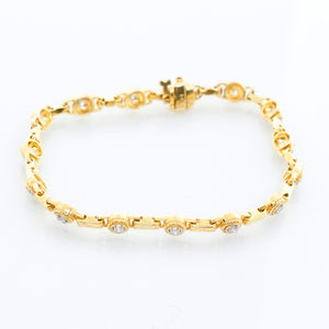 14K Yellow Gold Brushed Diamond Bracelet