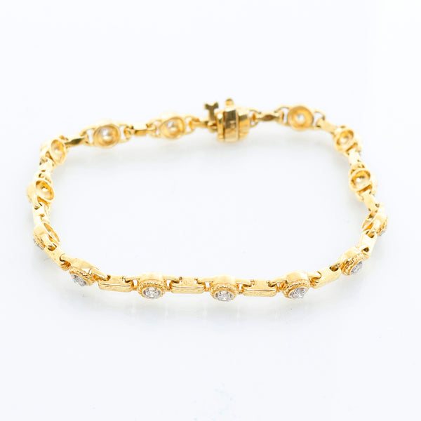 14K Yellow Gold Brushed Diamond Bracelet