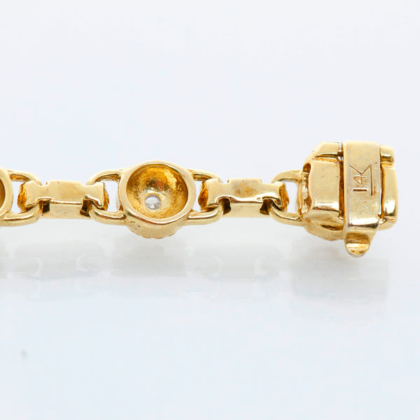 14K Yellow Gold Brushed Diamond Bracelet