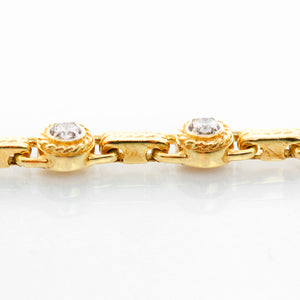 14K Yellow Gold Brushed Diamond Bracelet