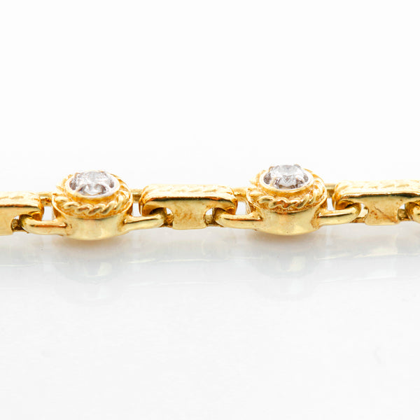14K Yellow Gold Brushed Diamond Bracelet