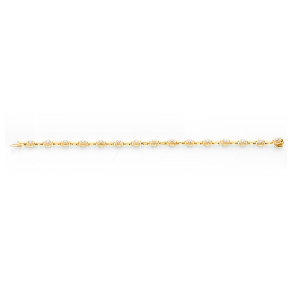 14K Yellow Gold Brushed Diamond Bracelet