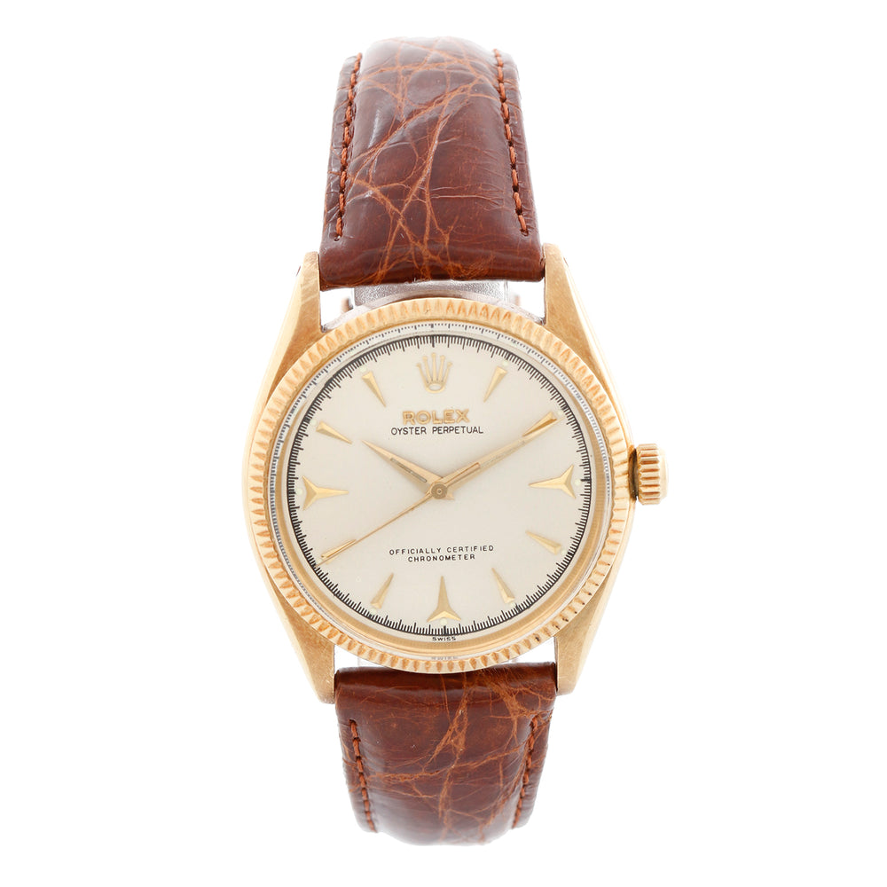 Rolex Oyster Perpetual 18k Yellow Gold Unisex Vintage Watch 6567