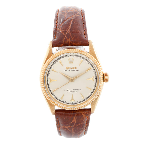 Rolex Oyster Perpetual 18k Yellow Gold Unisex Vintage Watch 6567