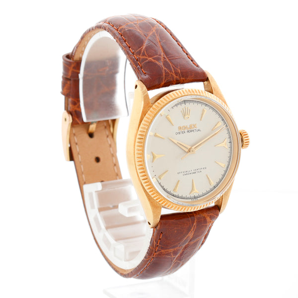 Rolex Oyster Perpetual 18k Yellow Gold Unisex Vintage Watch 6567