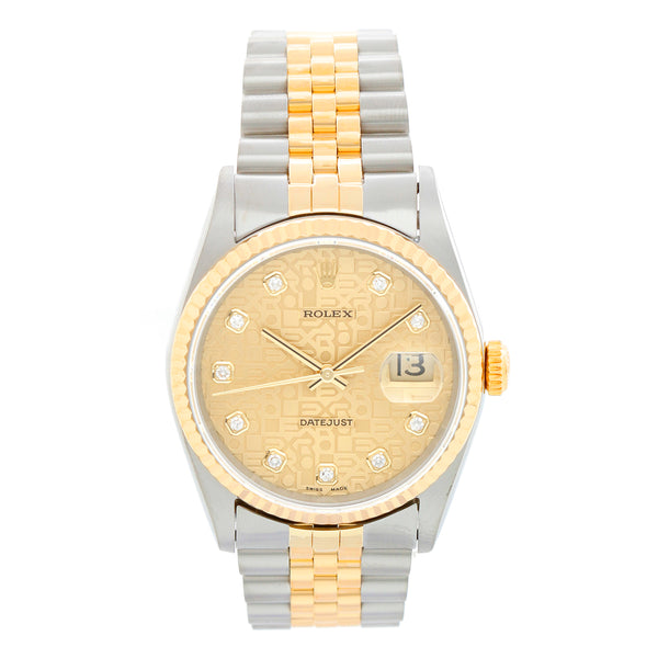 Rolex Datejust 18K Yellow Gold Champagne Dial Watch 16233
