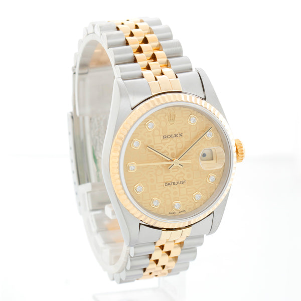 Rolex Datejust 18K Yellow Gold Champagne Dial Watch 16233