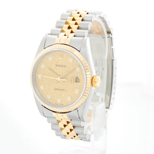 Rolex Datejust 18K Yellow Gold Champagne Dial Watch 16233