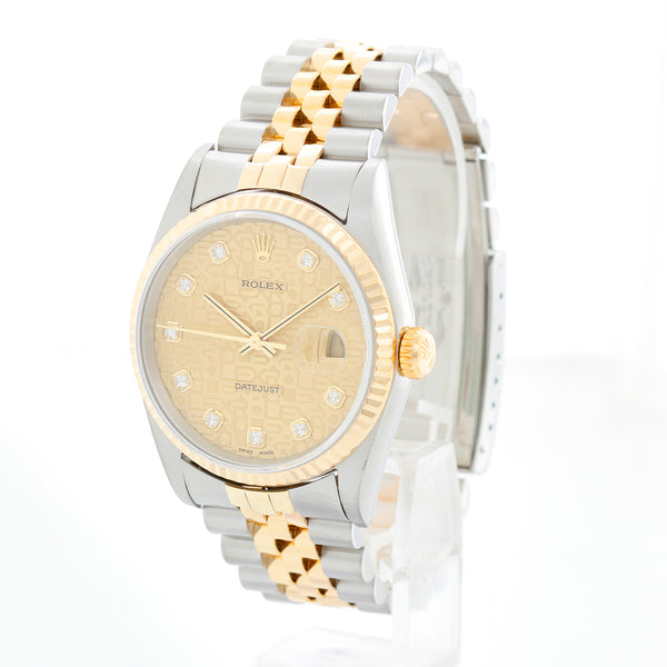Rolex Datejust 18K Yellow Gold Champagne Dial Watch 16233