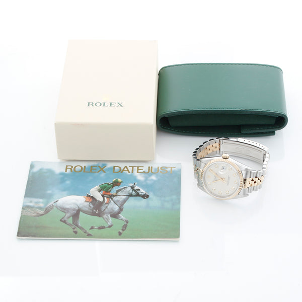 Rolex Datejust 2-Tone Diamond Dial Watch 16233
